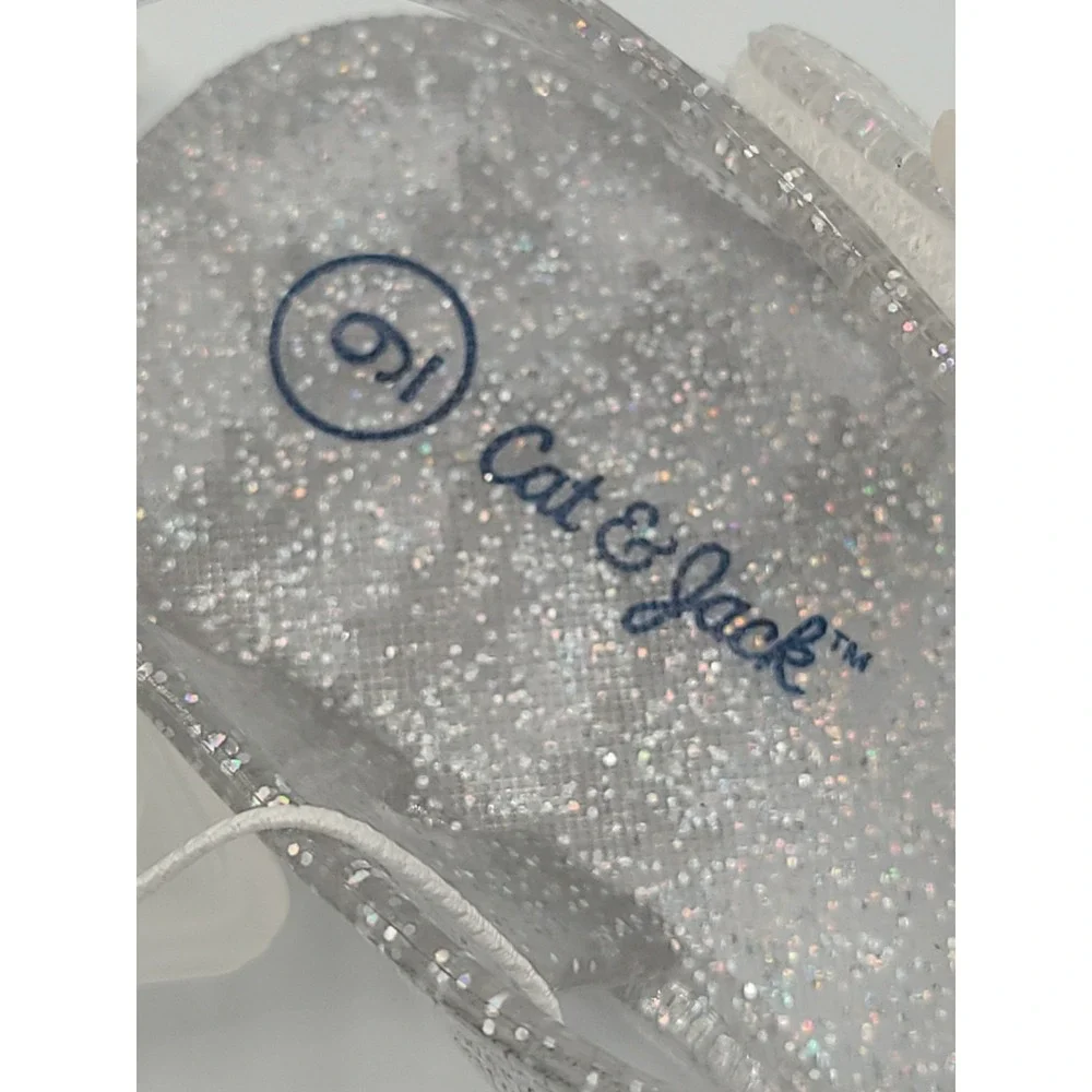 Cat And Jack Sunny Clear Jelly Sandals With Glitter Toddler Size 9